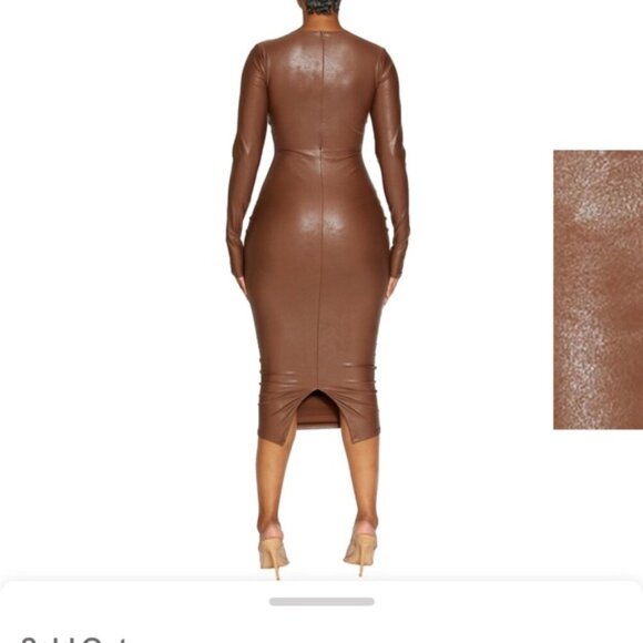 Naked Wardrobe Brown Long Sleeve bodycon Dress size M - Picture 2 of 8